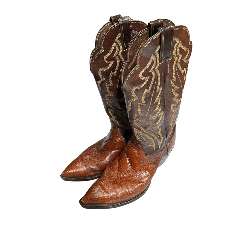 Justin Cognac Belly Alligator Cowboy Boots Men's Crocodile Size 11 EE‎ Western
